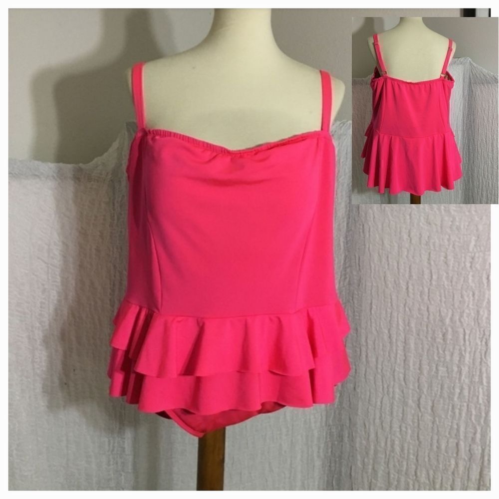 Monif C. Deep Coral One Piece Swimsuit Size 22W